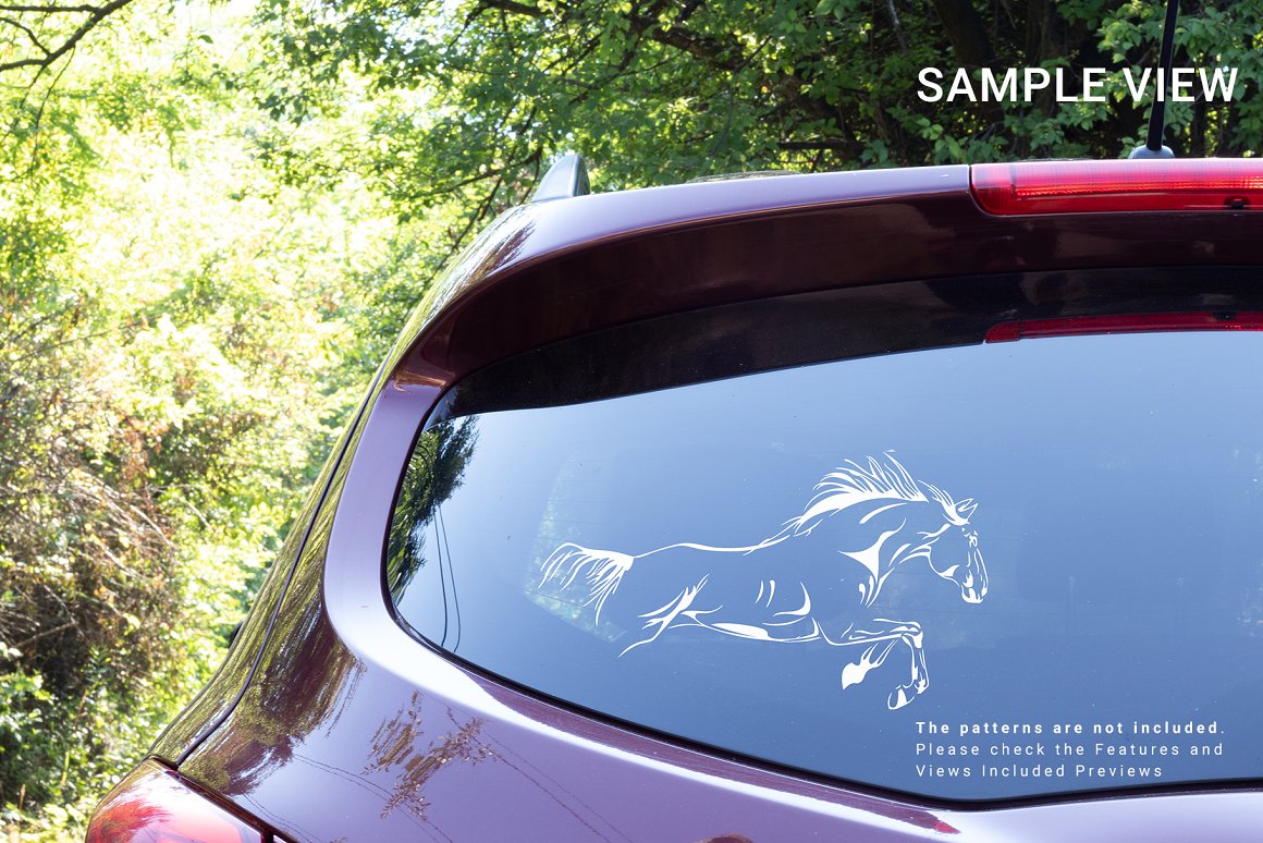 Photo of a car with a lovely wild horse sticker.