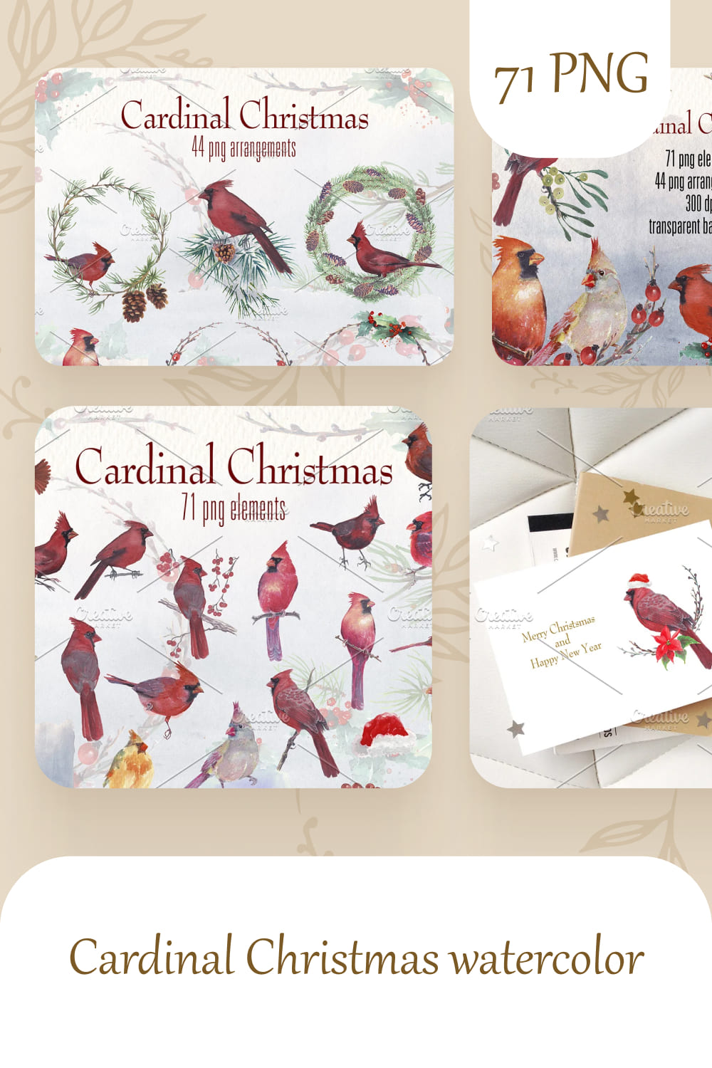 cardinal christmas watercolor 1000x1500