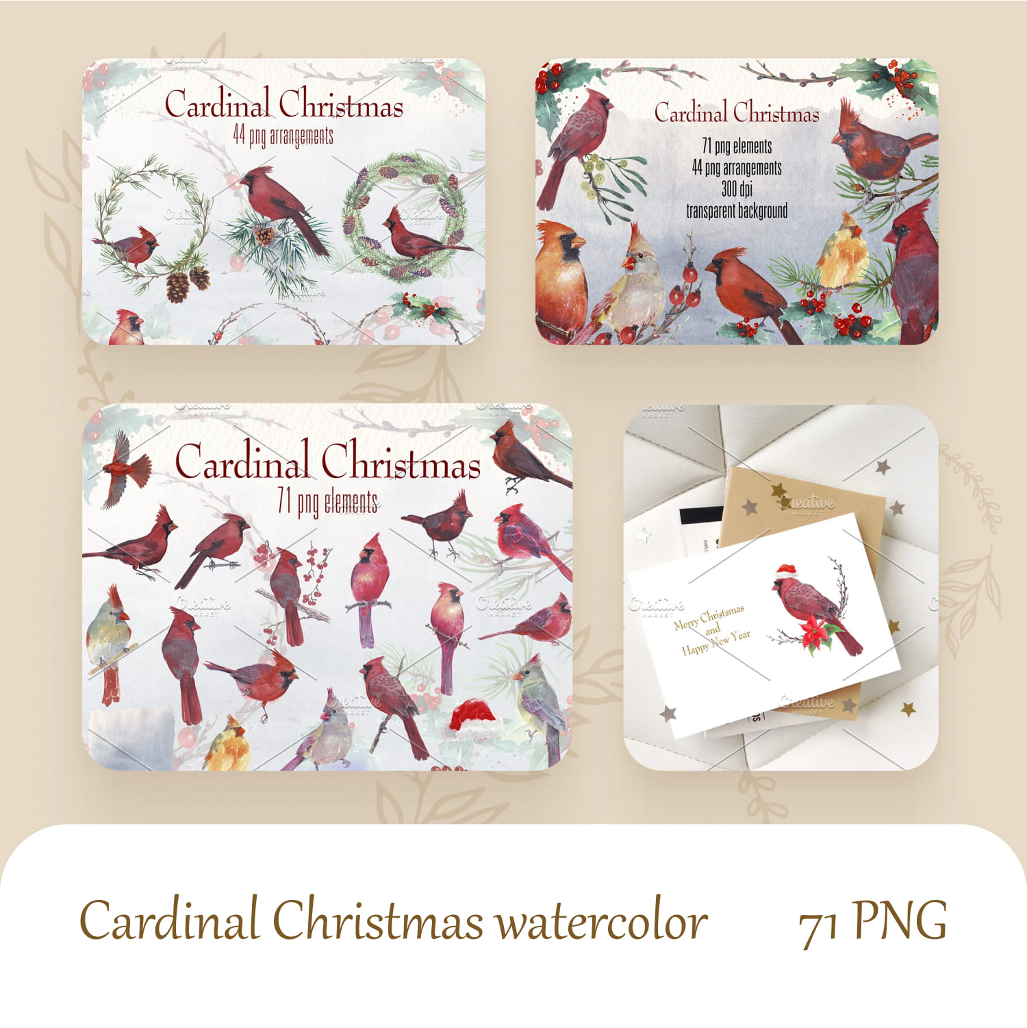 cardinal christmas watercolor.