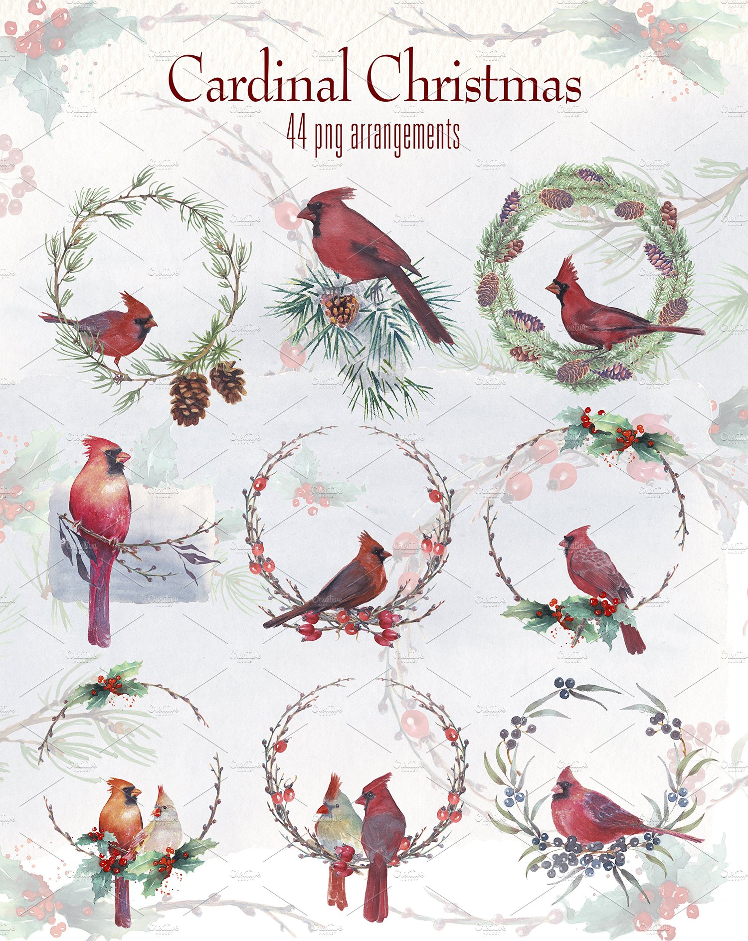 Creative Christmas wreathes with birds.