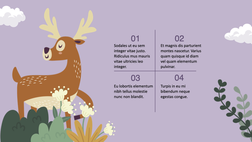 Simple text table with a cute deer.