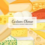 Cartoon Cheese Types Cheese Triangles Cheddar Brie Mozza Masterbundles