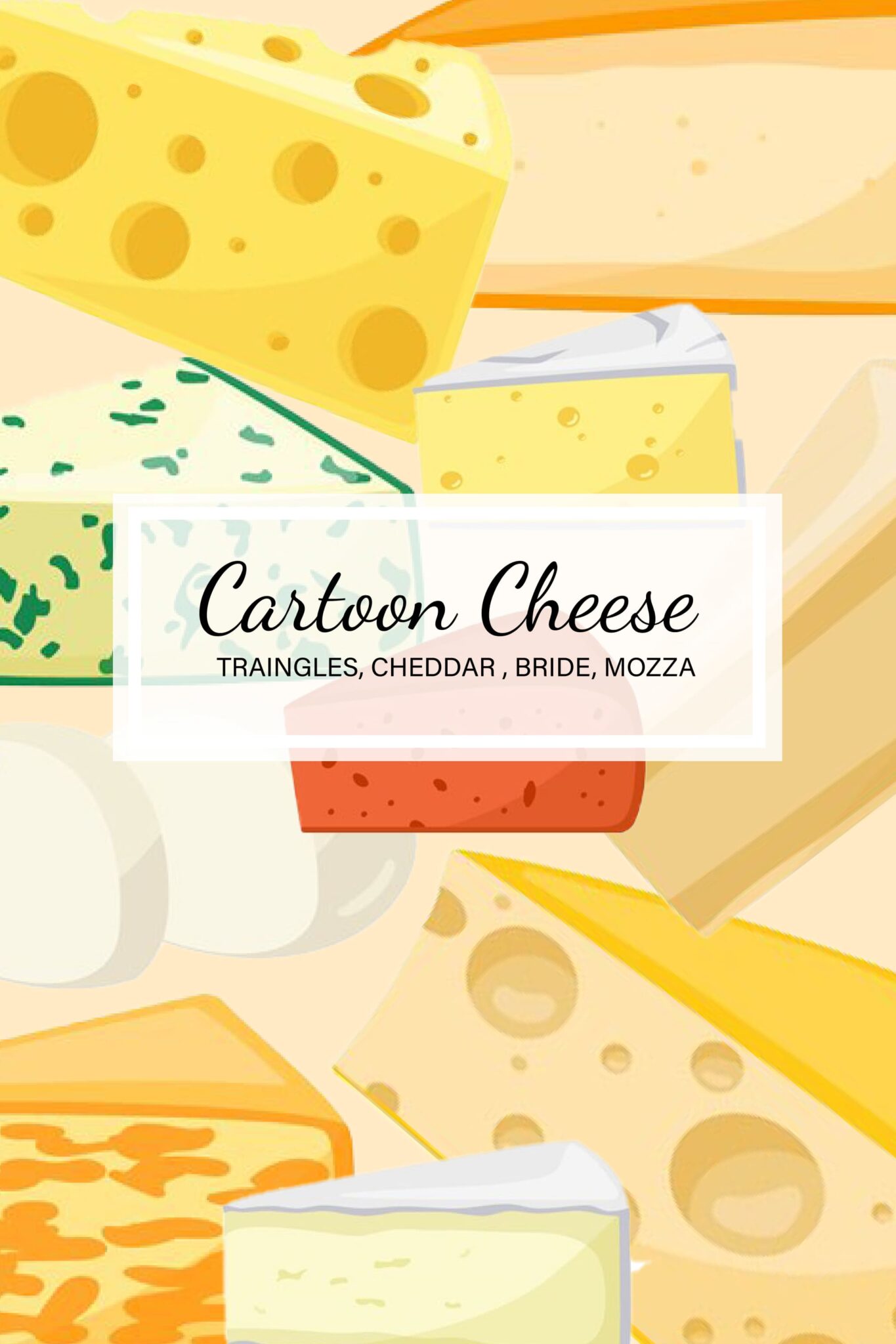 Cartoon Cheese Types Cheese Triangles Cheddar Brie Mozza MasterBundles