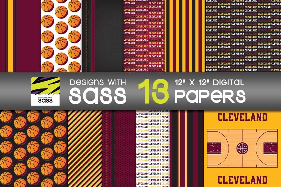 Cover image of Cleveland Basketball Digital Paper.