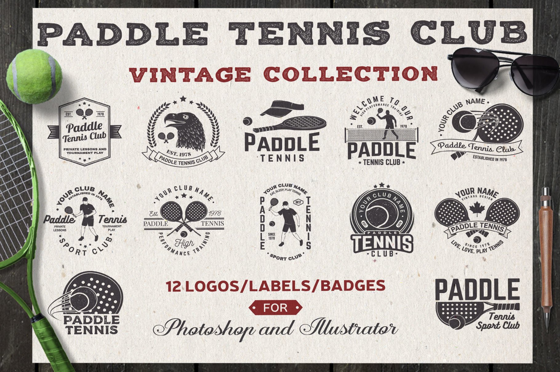 Vintage tennis illustrations.