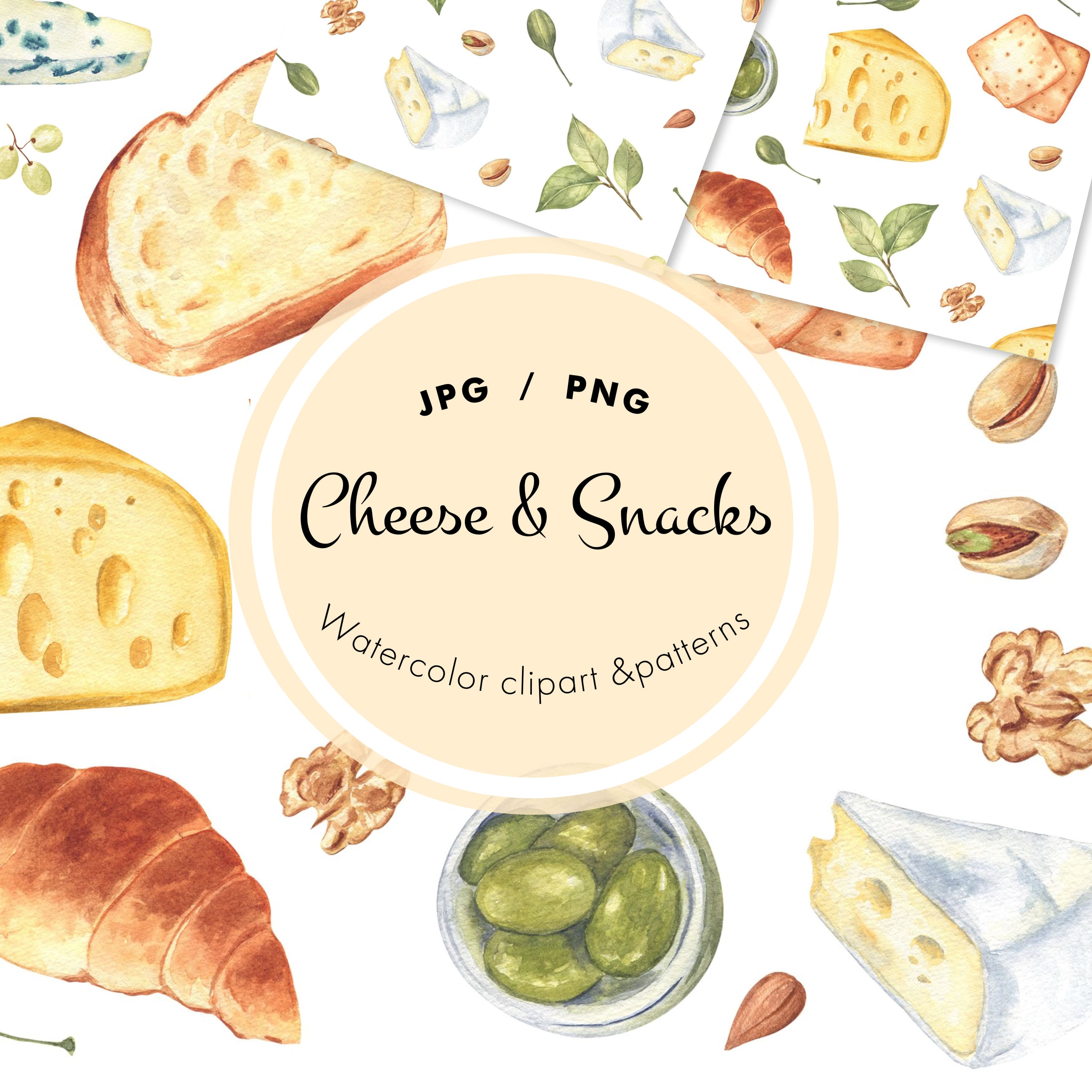Cover of colorful images of hard cheese and snacks.