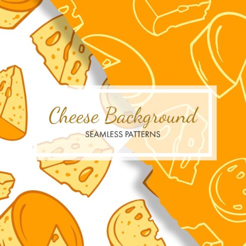 Bright seamless pattern with images of farm cheese.