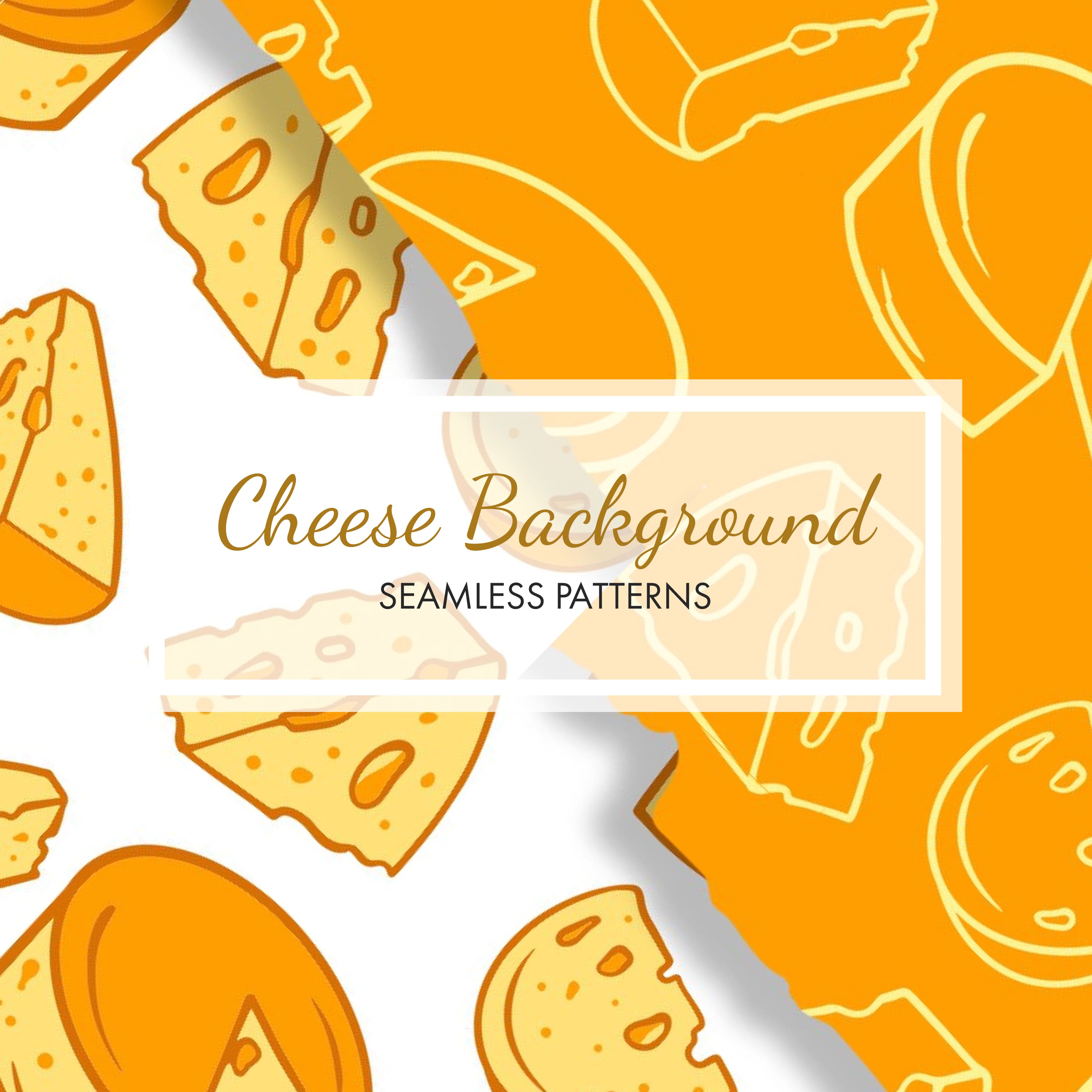 Bright seamless pattern with images of farm cheese.
