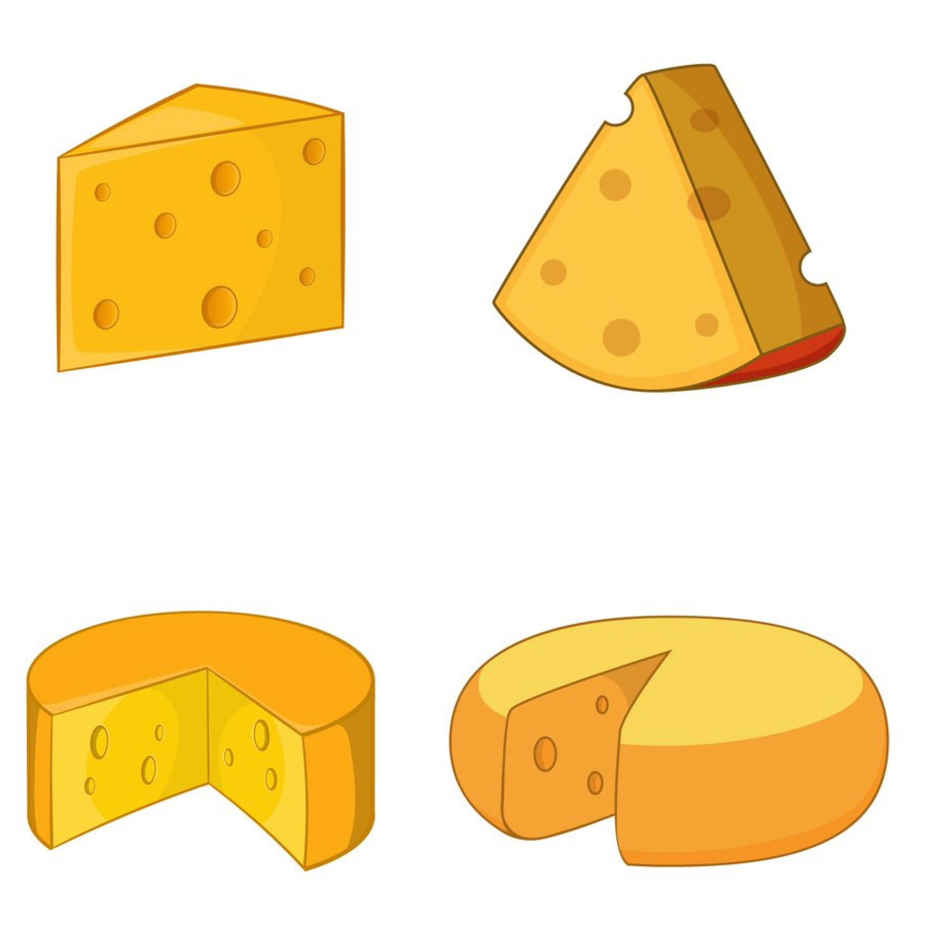 Colorful hard cheese icons.