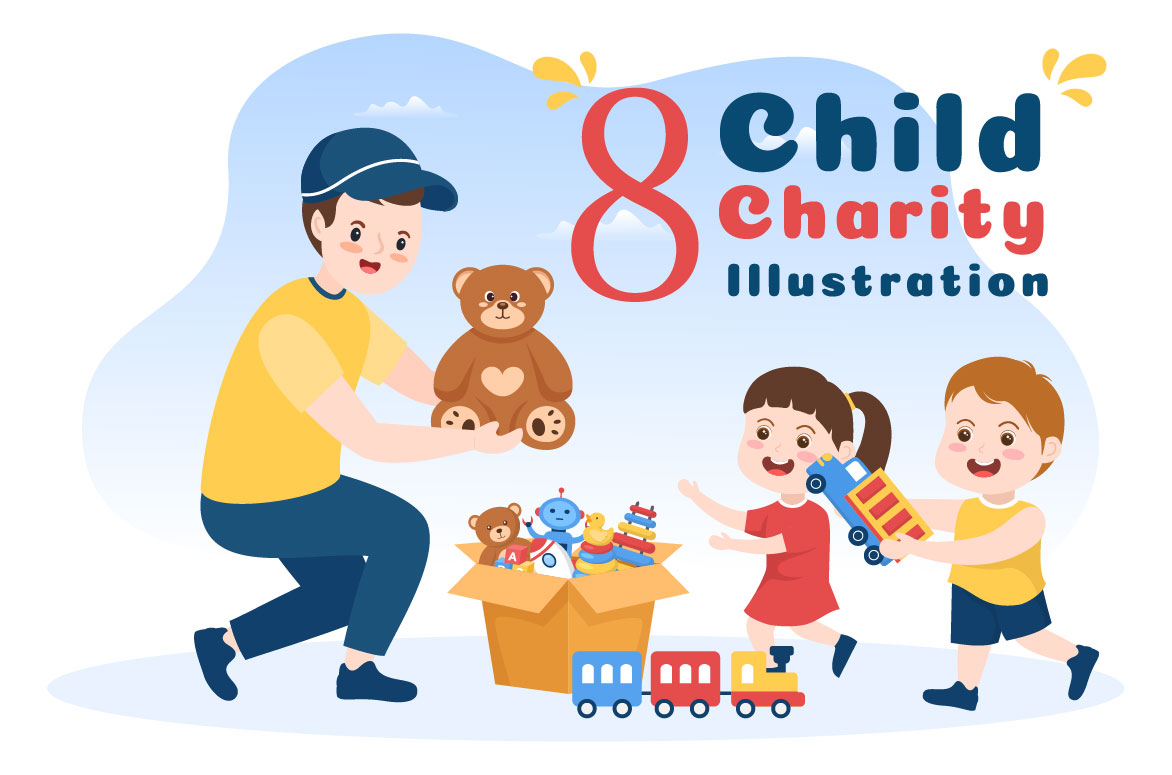 8 Donation Box Toys for Children Illustration facebook image.
