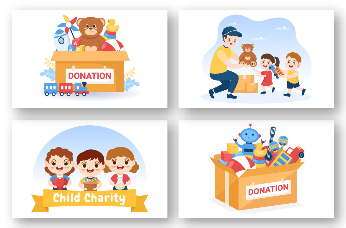8 Donation Box Toys for Children Illustration.