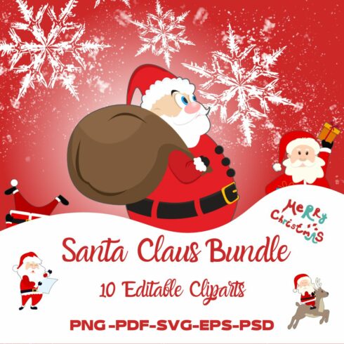 Santa Claus Bundle 10 Cliparts cover image.