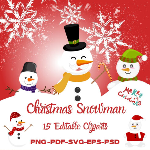 15 Christmas Snowman Cliparts cover image.