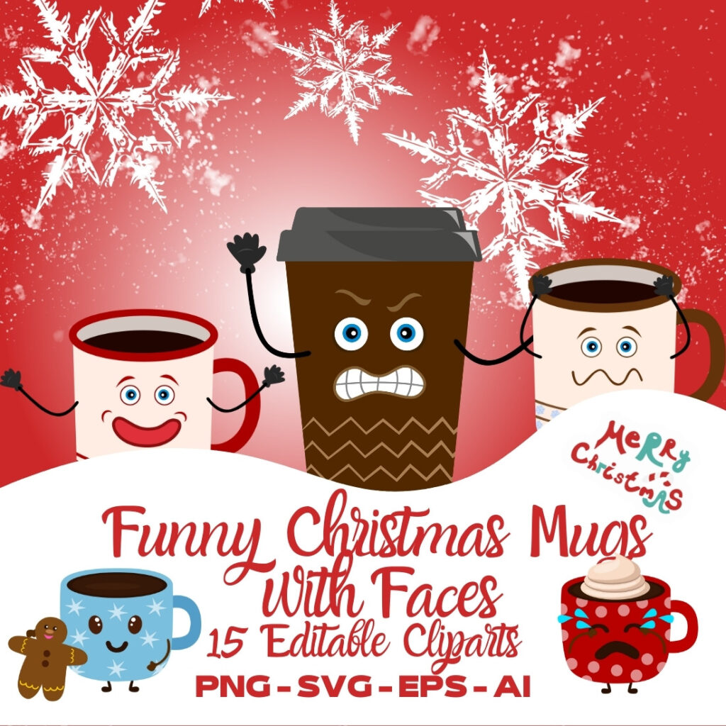 Funny Christmas Mugs with Faces MasterBundles