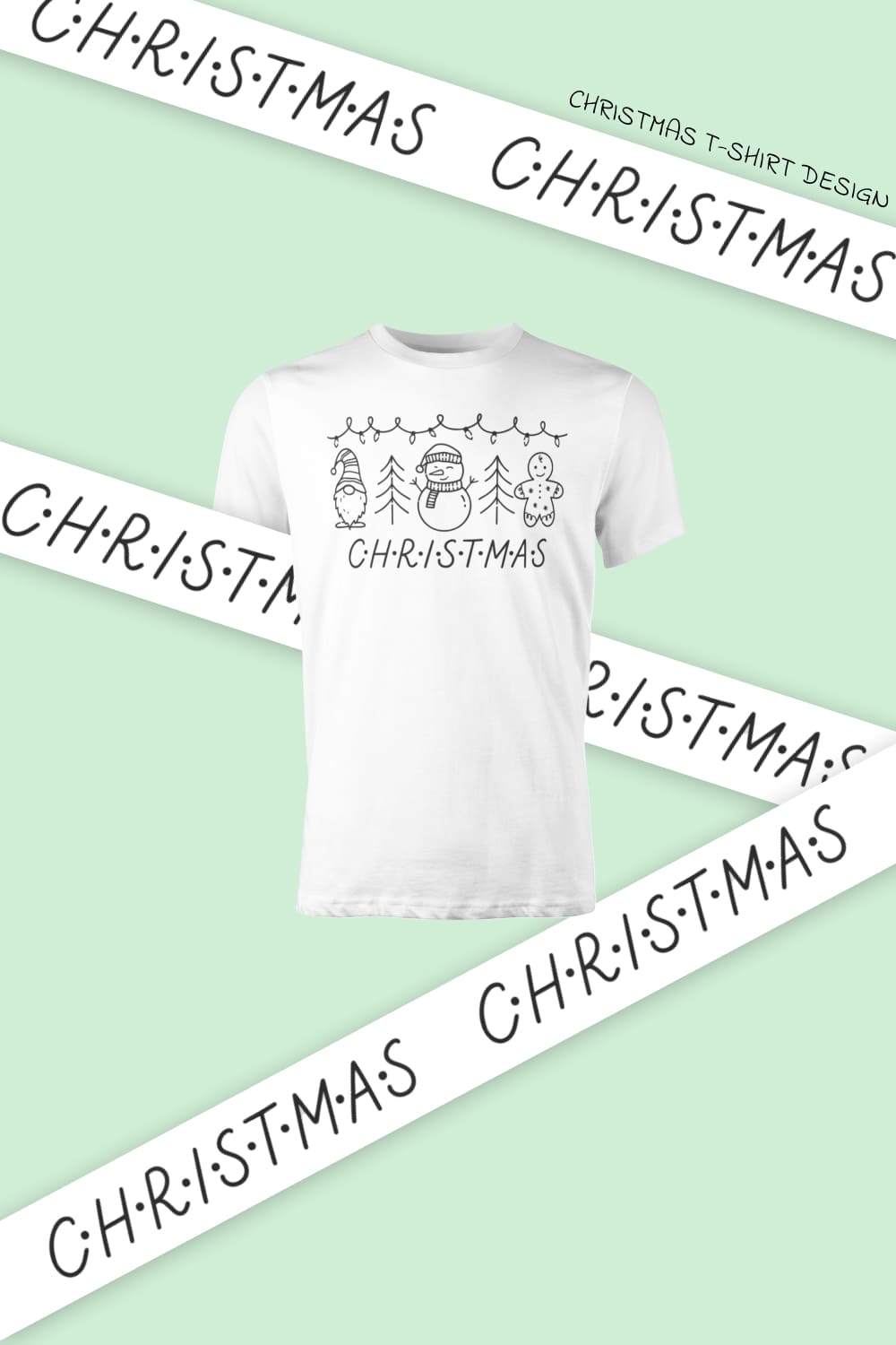 White T-shirt with merry Christmas characters print.