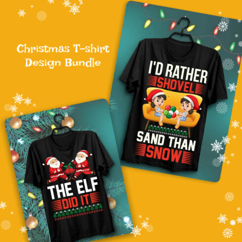 Printable funy christmas t-shirt design bundle example.