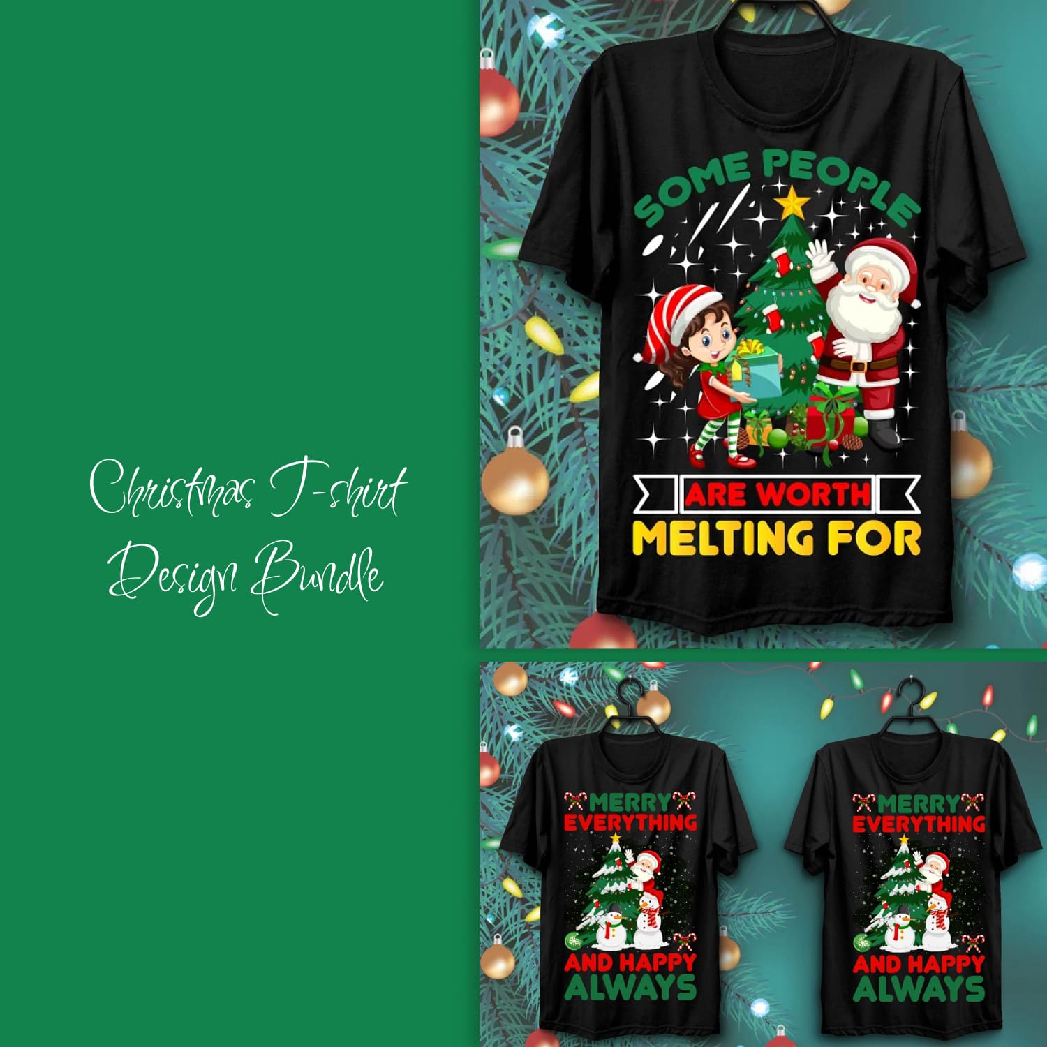 Printable funy christmas t-shirt design bundle example.