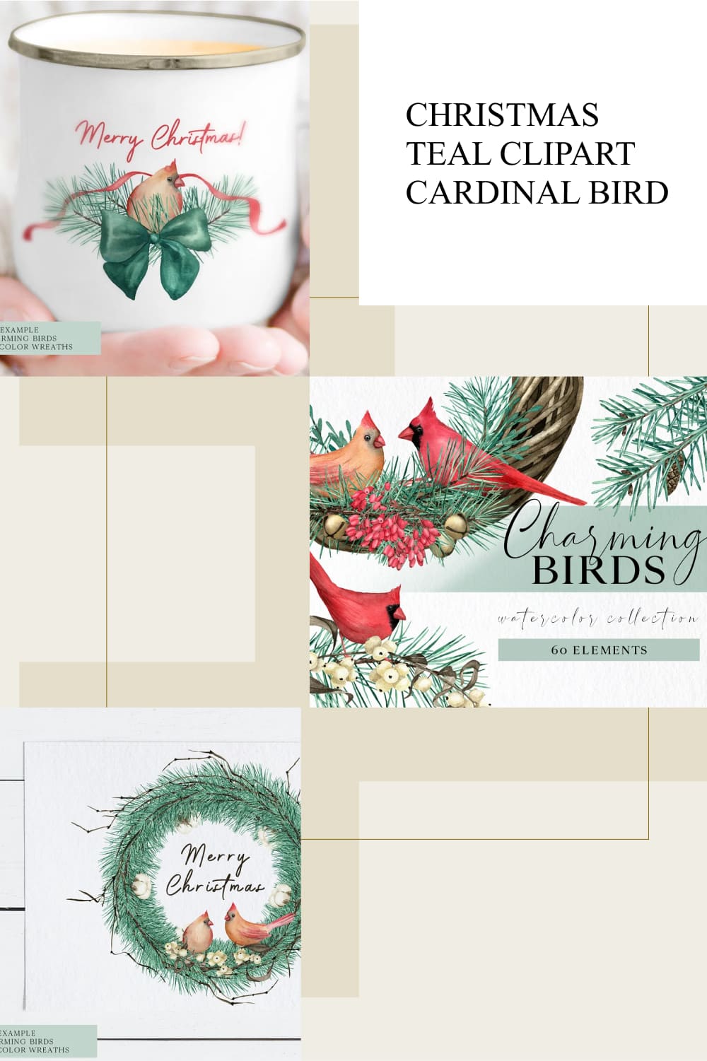 christmas teal clipart cardinal bird 1000x1500