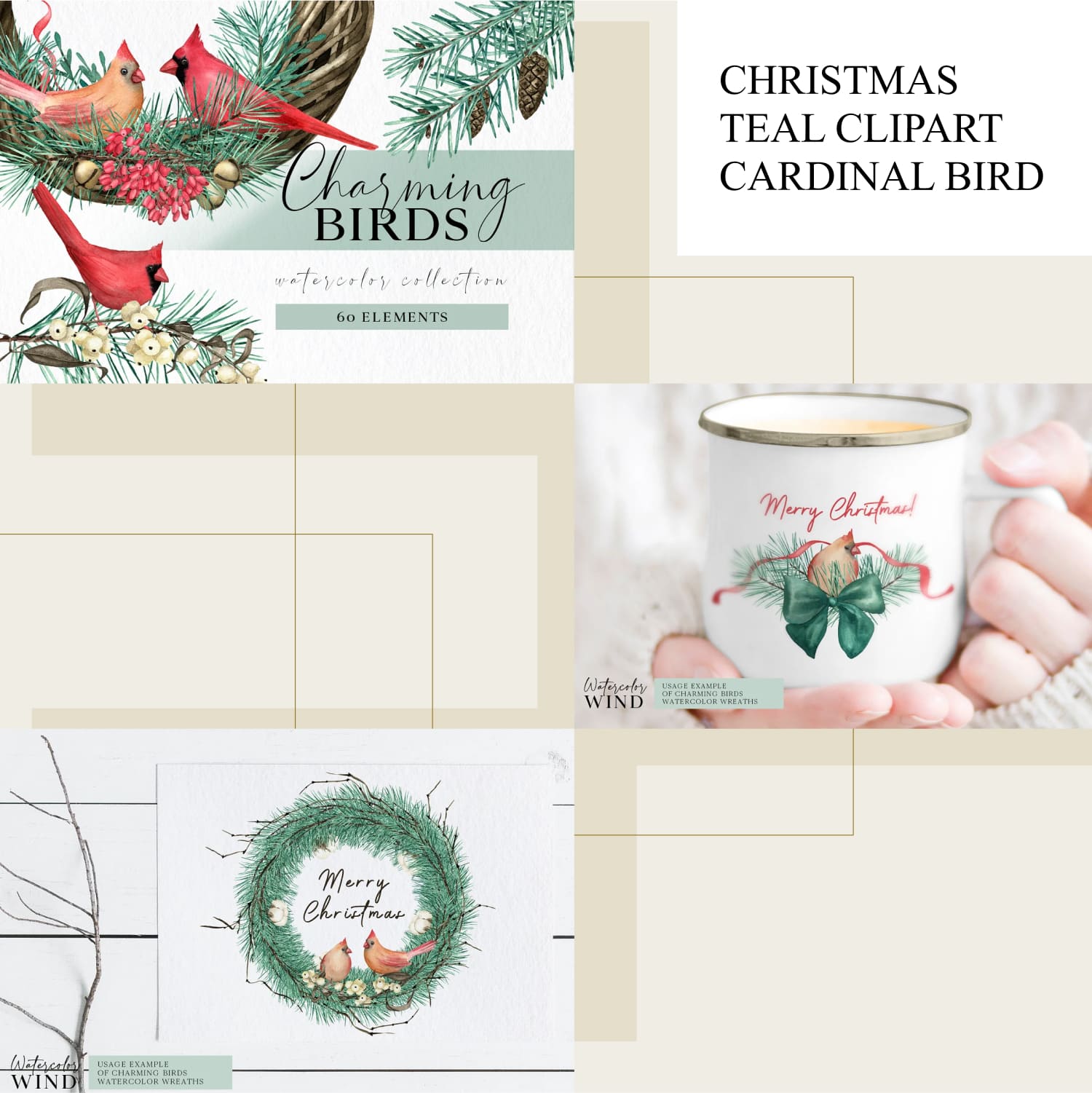 Christmas Teal Clipart Cardinal Bird.