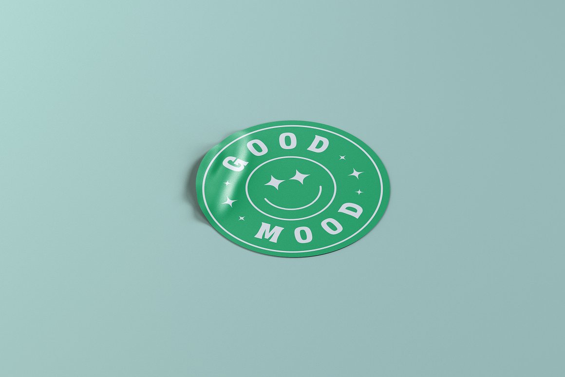 Image of amazing round sticker in green color.