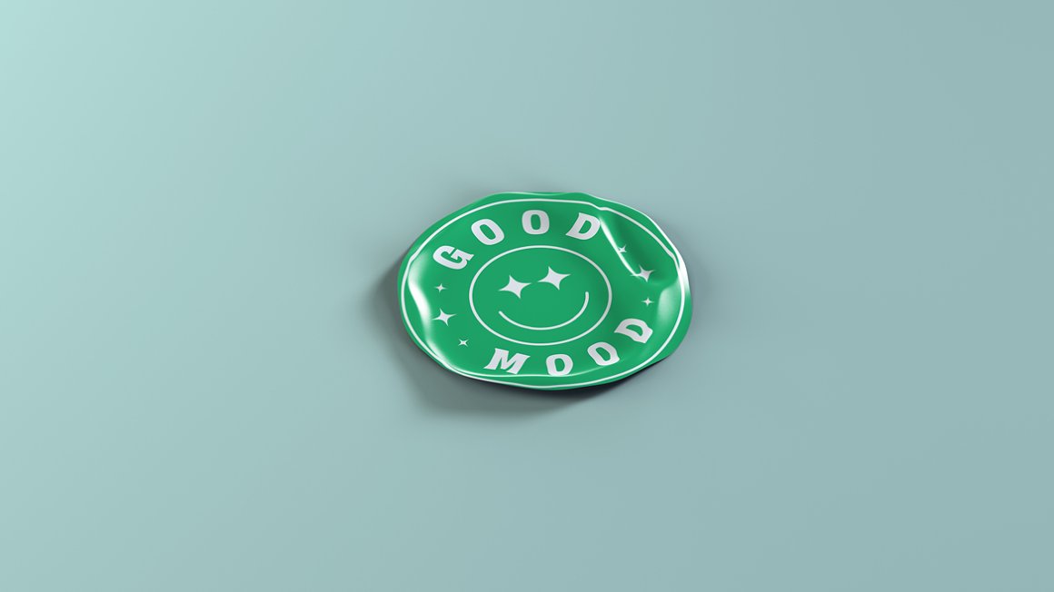 Image of charming round sticker in green color.