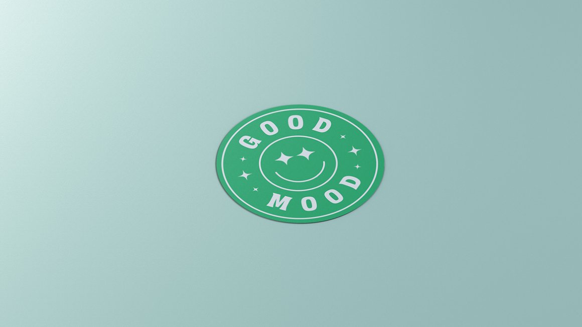 Picture of cute round green sticker.