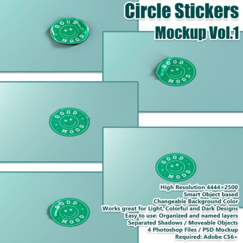 Set of images with irresistible round stickers.