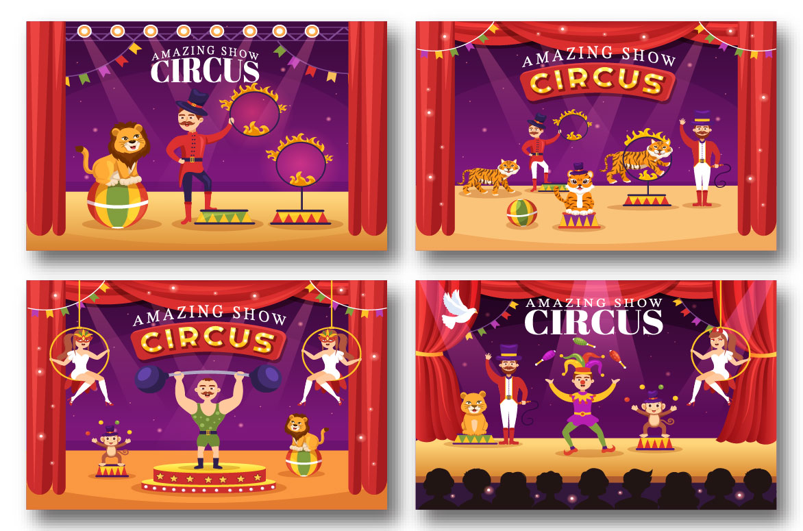 17 Circus Show Illustration collection.