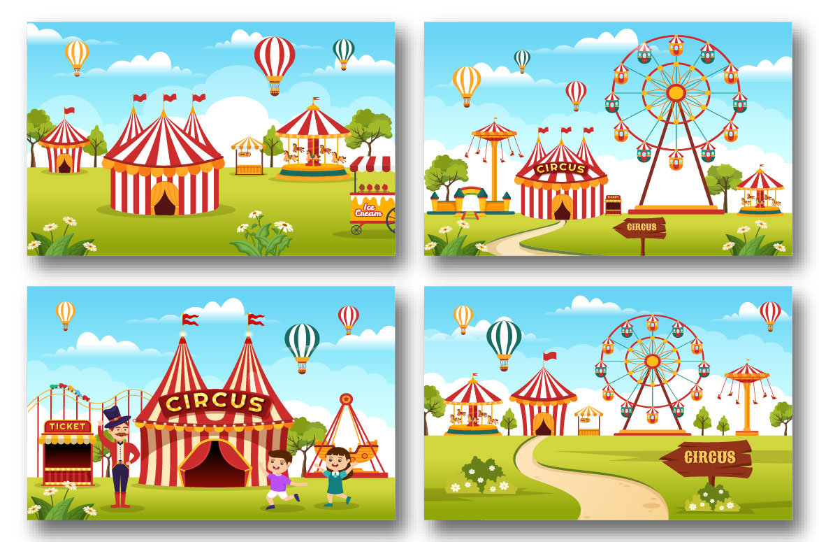 17 Circus Show Illustration set.