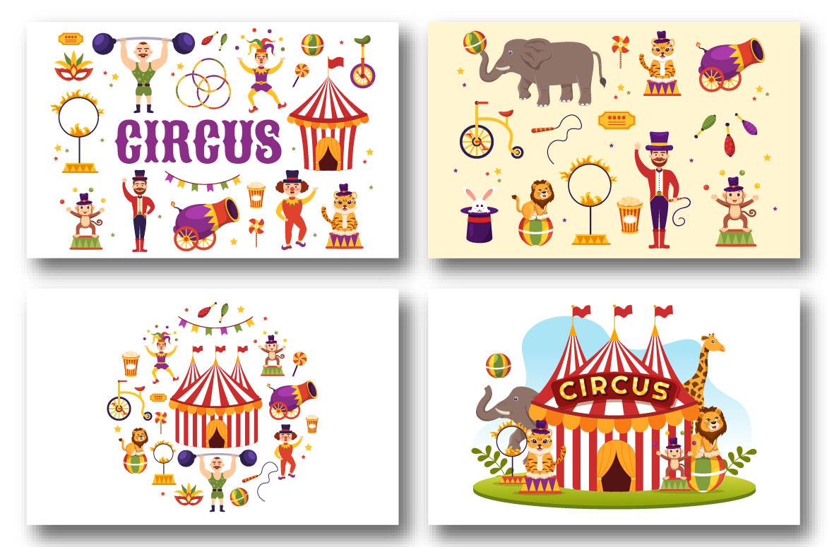 17 Circus Show Illustration pack.