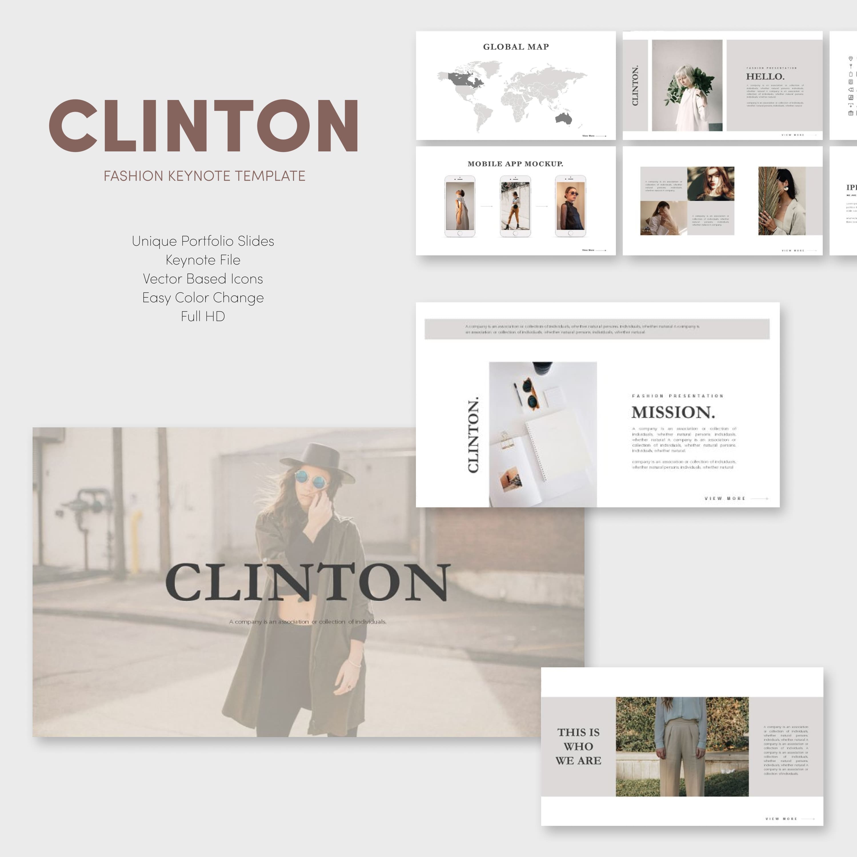 Clinton fashion keynote template - main image preview.