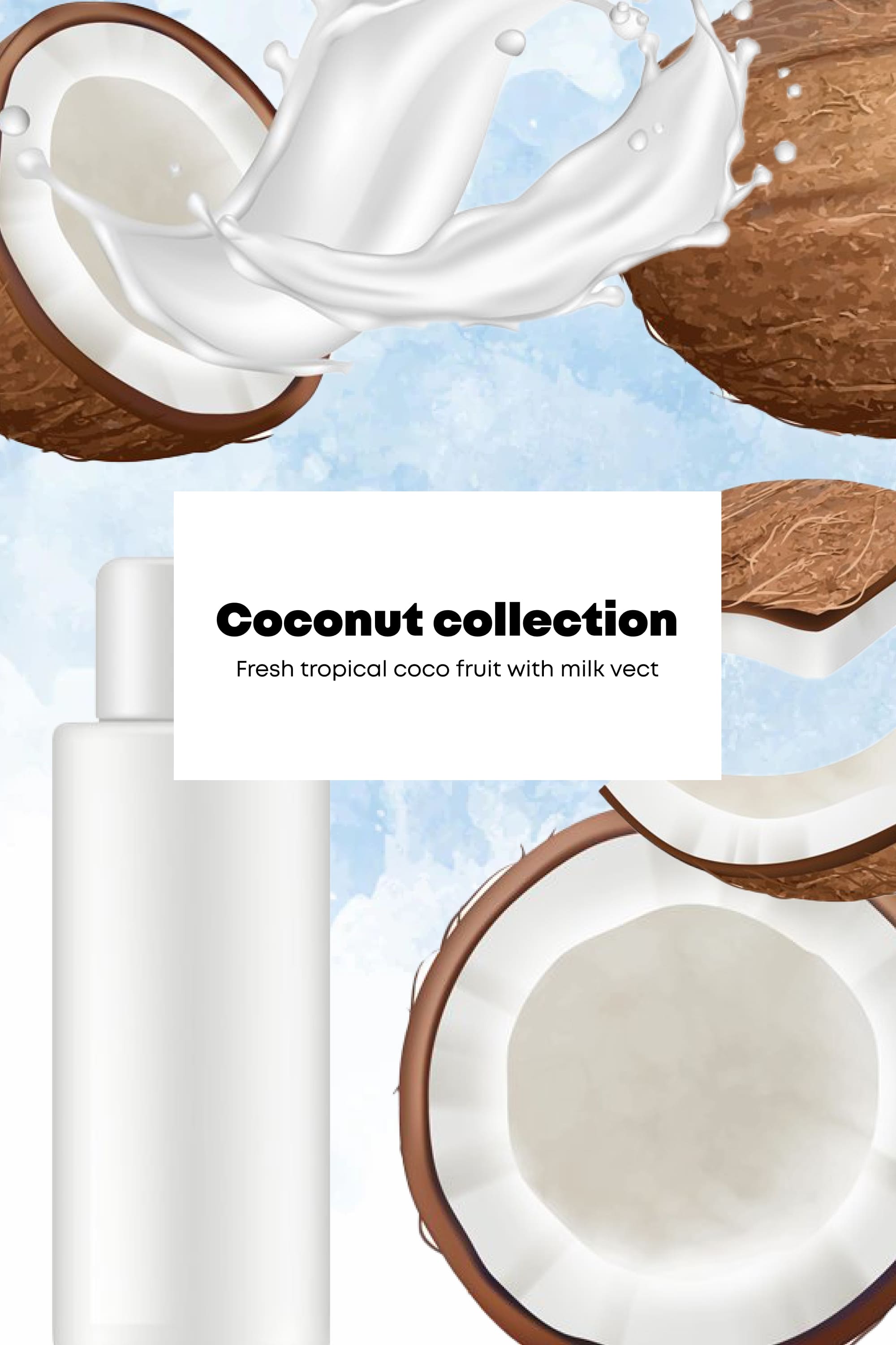 coconut collection fresh tropical coco fruit with milk vect pinterest