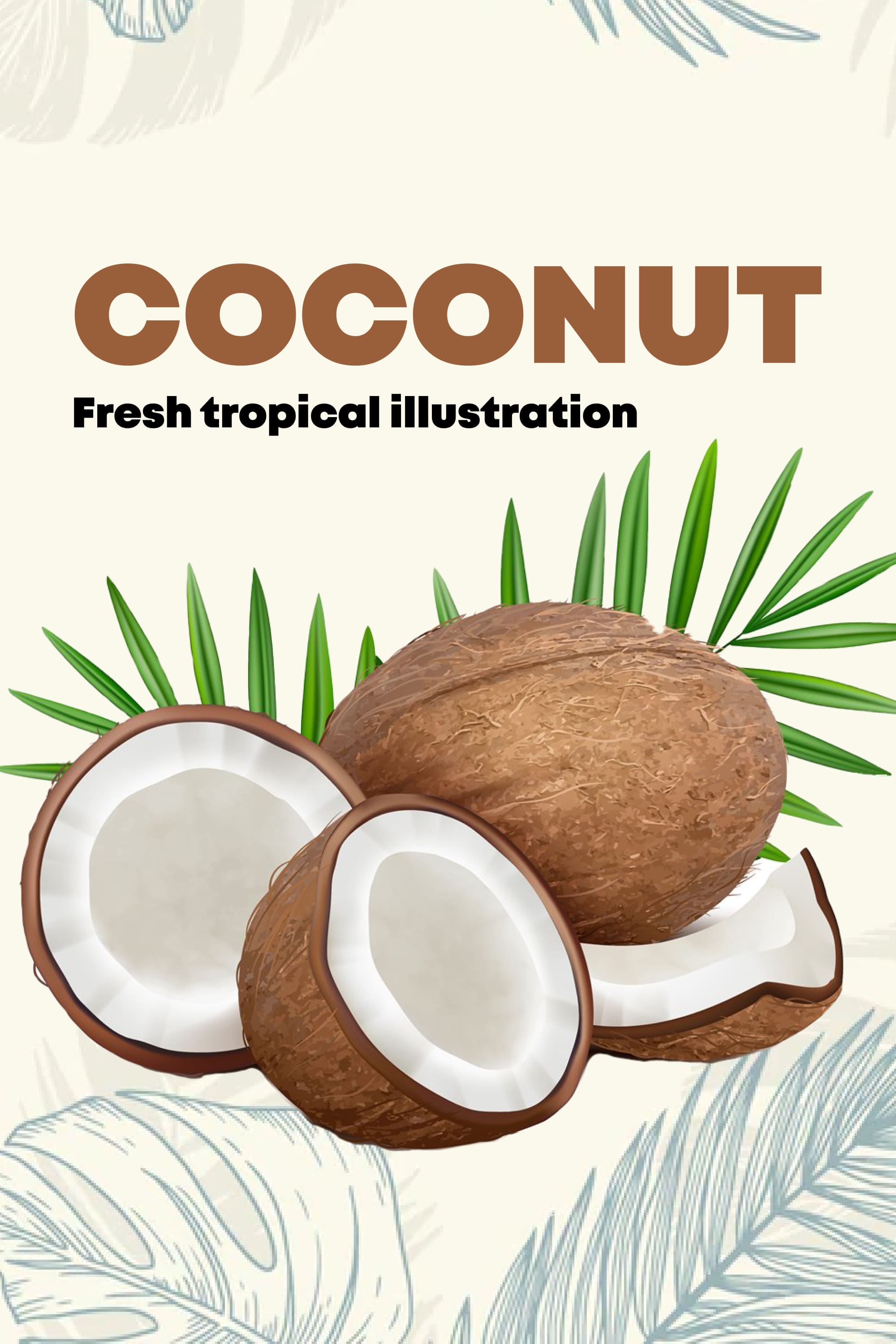 coconut fresh tropical opened coco fruit with milk and palm pinterest