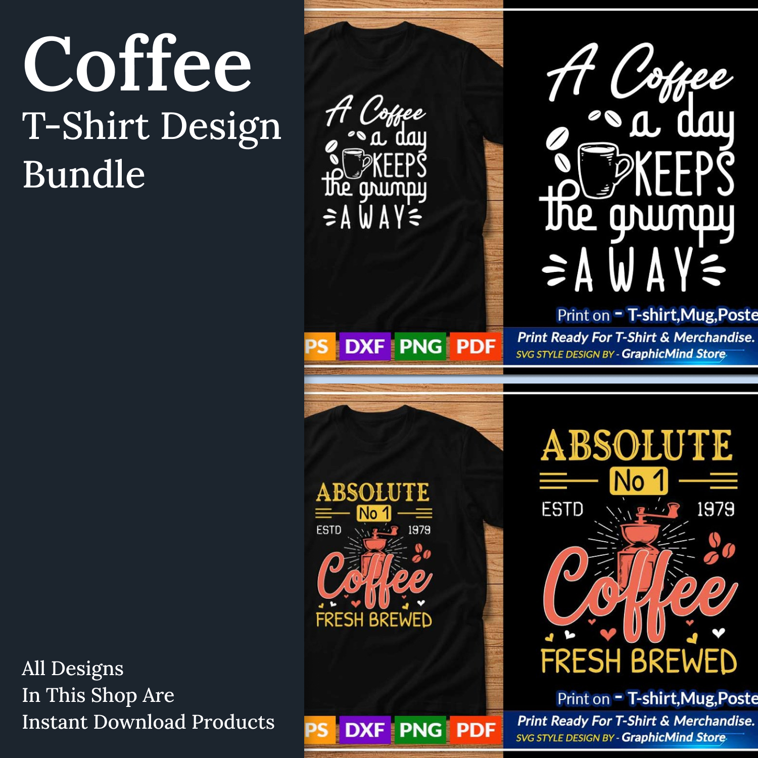 Coffee SVG t-shirt design bundle.