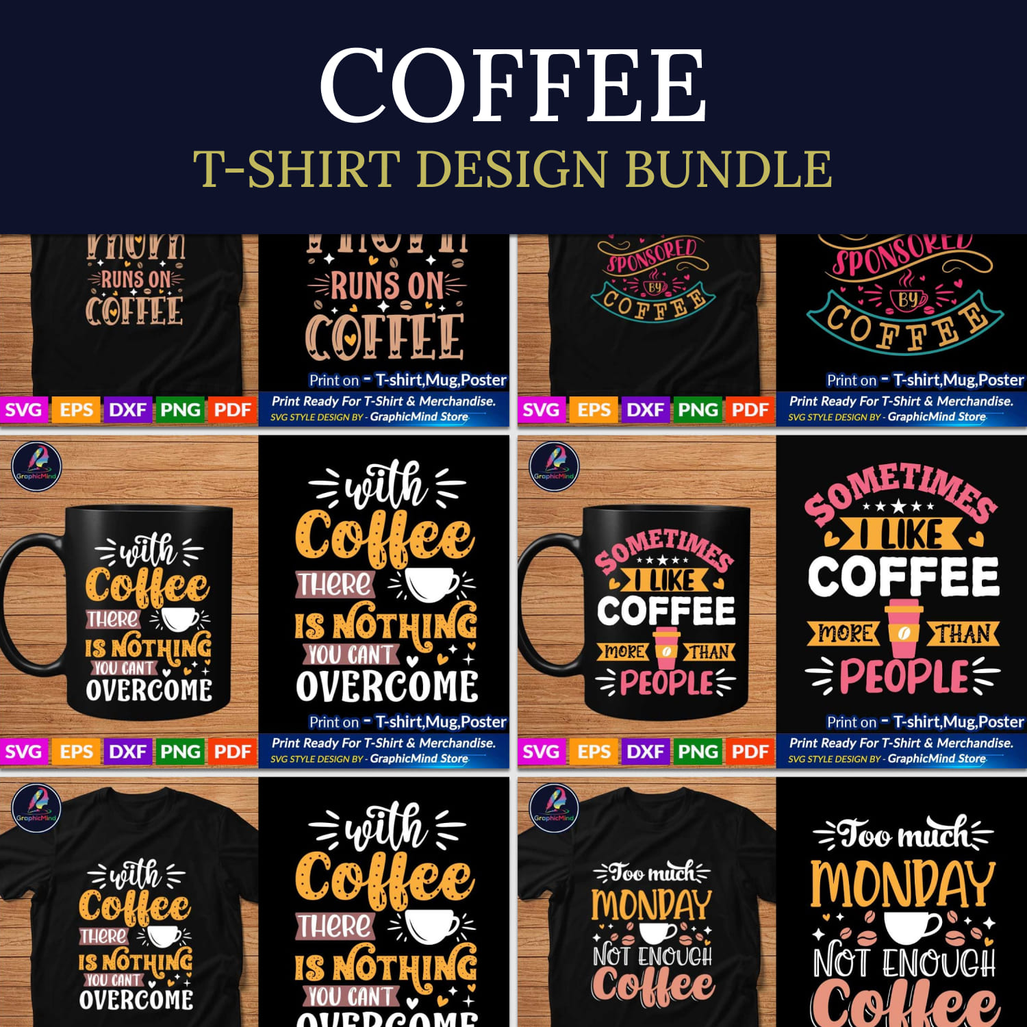 Coffee svg t-shirt design bundle.