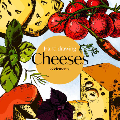 Colorful cover images of different varieties of hard cheese and vegetables.