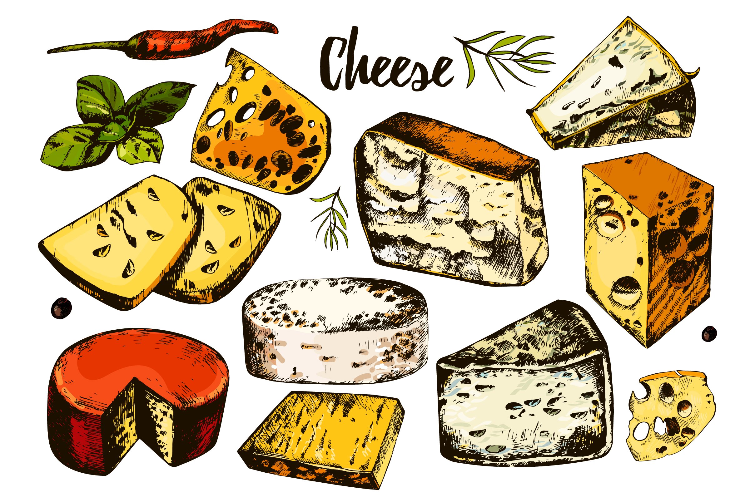 A beautiful image of hard cheese varieties.