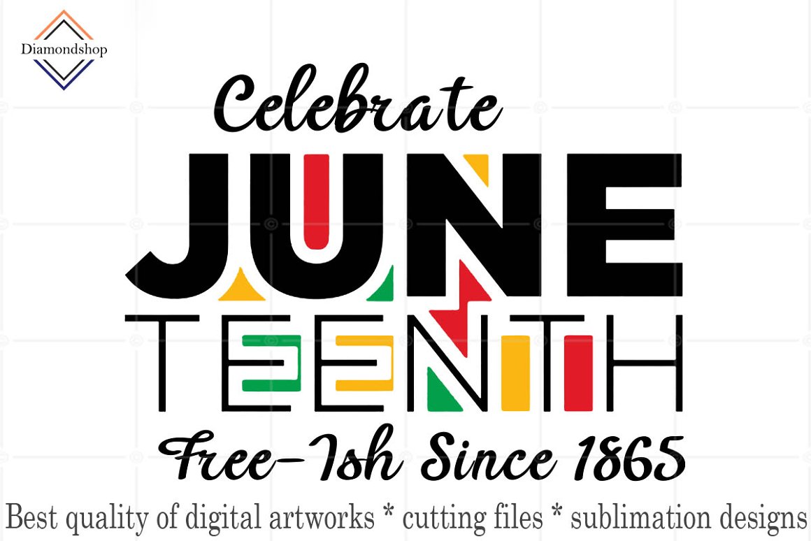 "Juneteenth" slogan in colorful colors.