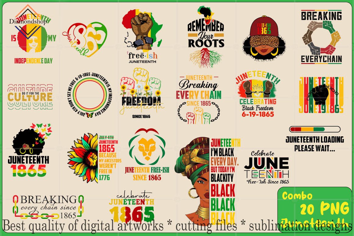 Collection of images on the theme of freedom of the African people.