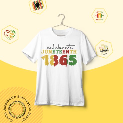 White T-shirt with a colorful slogan "1865".
