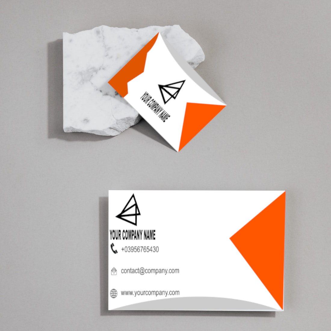 10 Editable Business Card Template, white and orange.