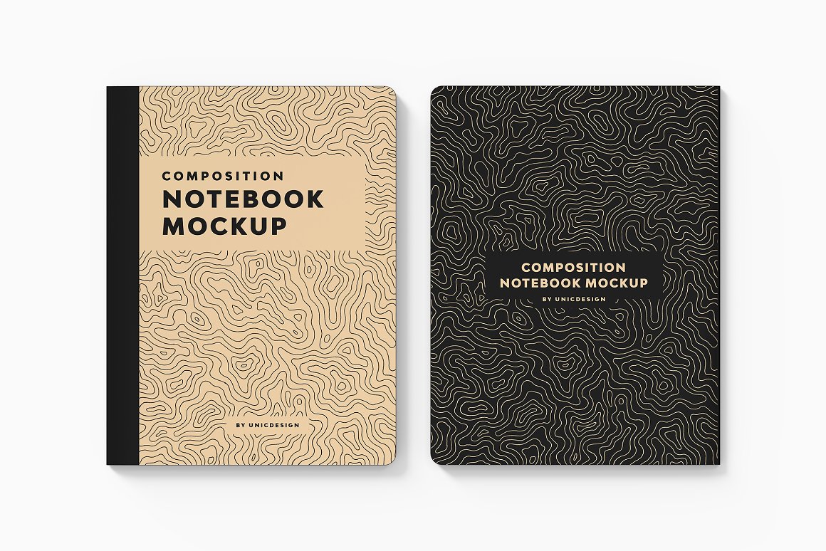 Images of beige and black notebooks with an irresistible design.