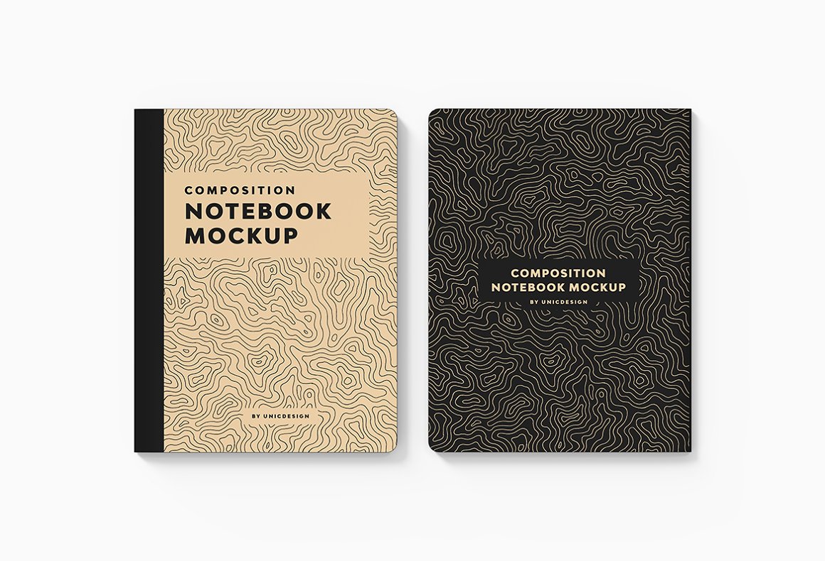 Images of beige and black notebooks with a wonderful design.