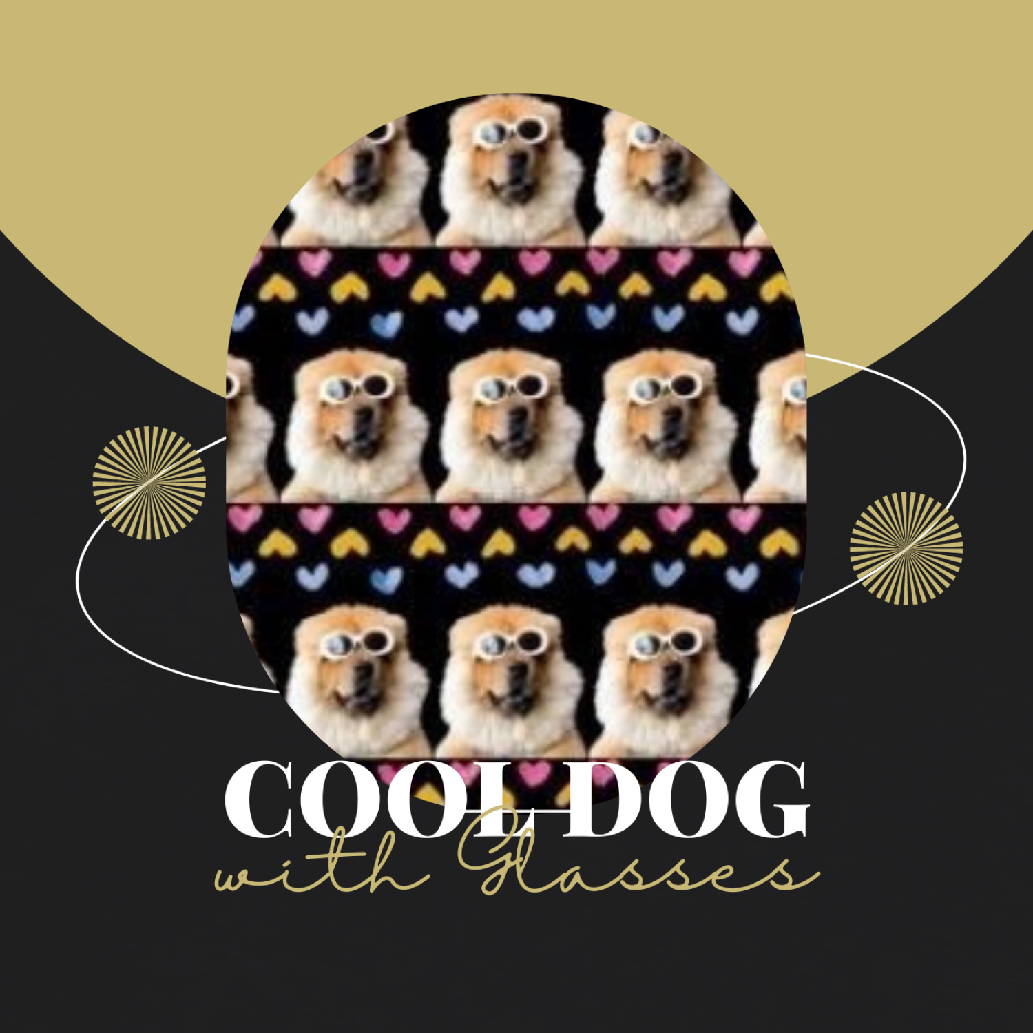 Funny, Cool Dog with Glasses Pattern.
