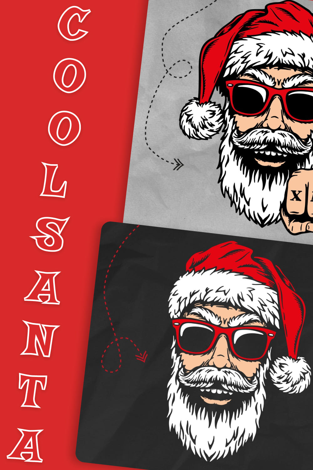 Bright image cover with cool santa in sunglasses.
