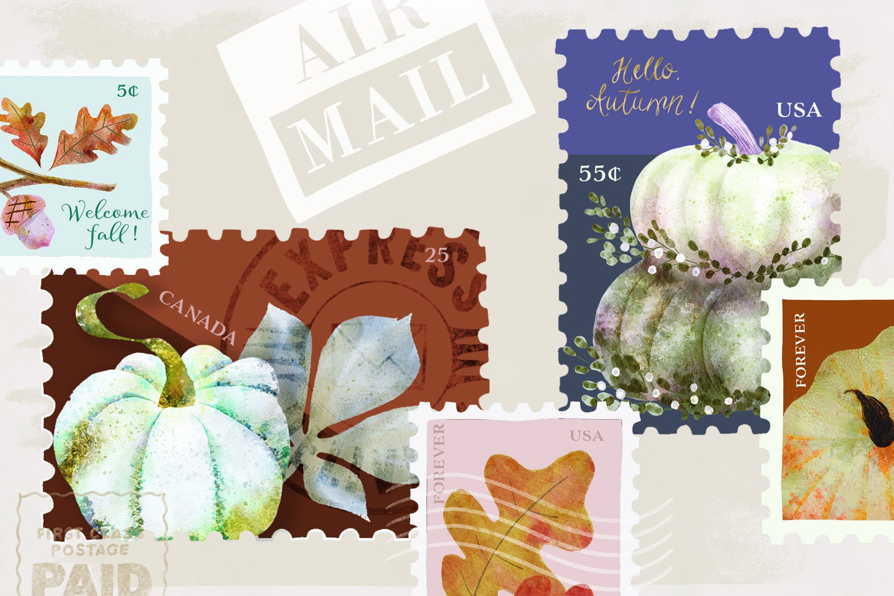 Fall greeting cards and envelope for the closest.