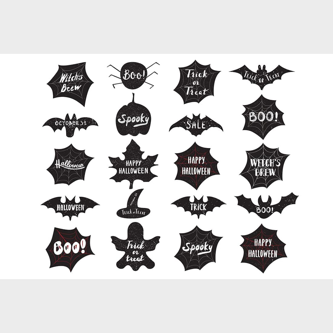 Halloween Bat Collection Clipart Pattern Cards Preview image.