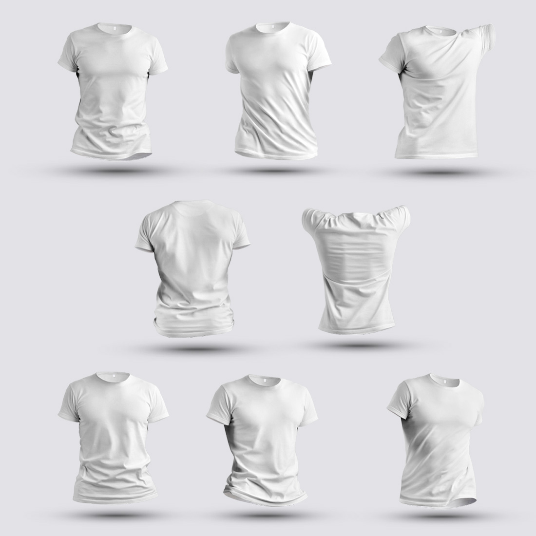 8 Mockups 3D T-Shirts preview image.
