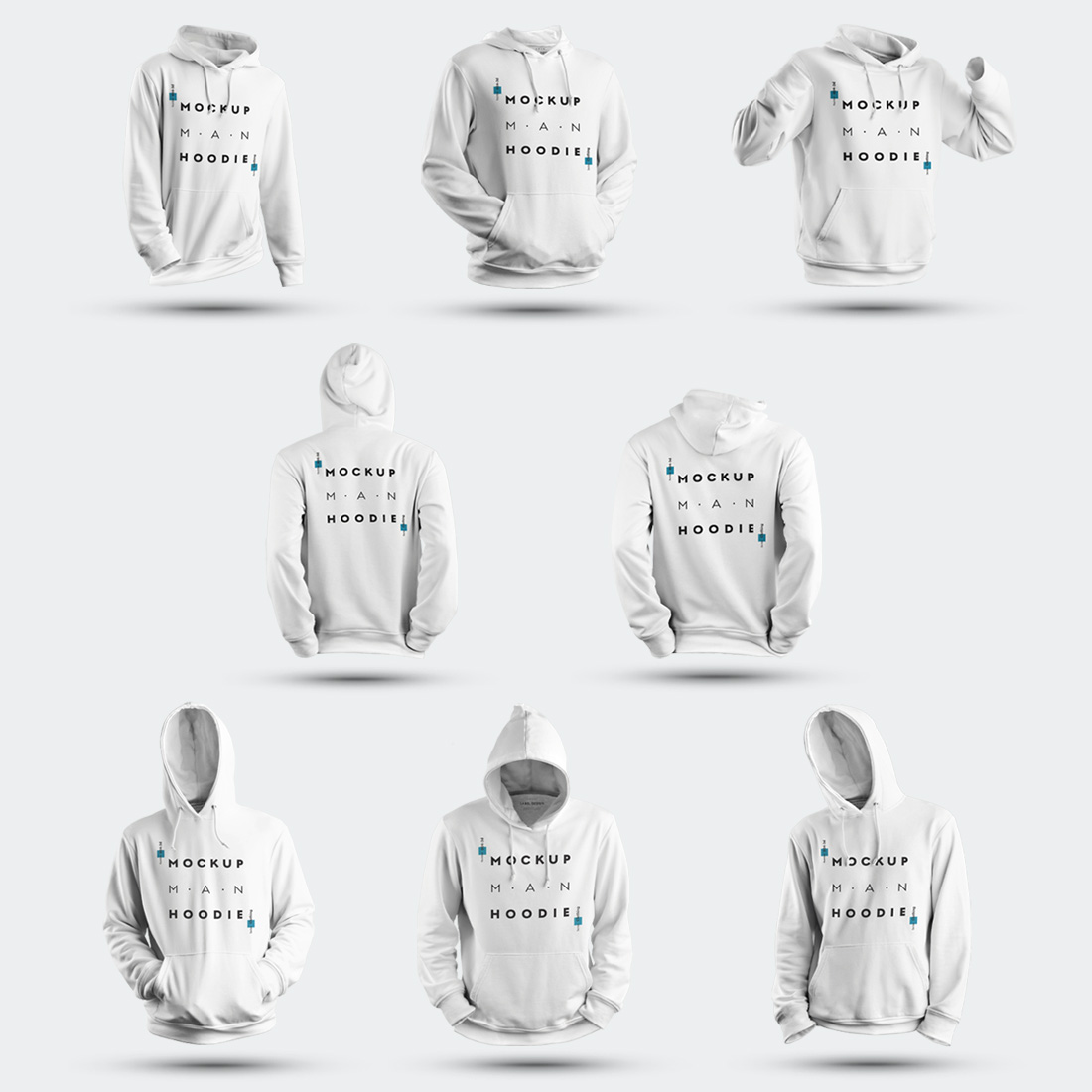 8 Hooddie Men Mockups preview image.