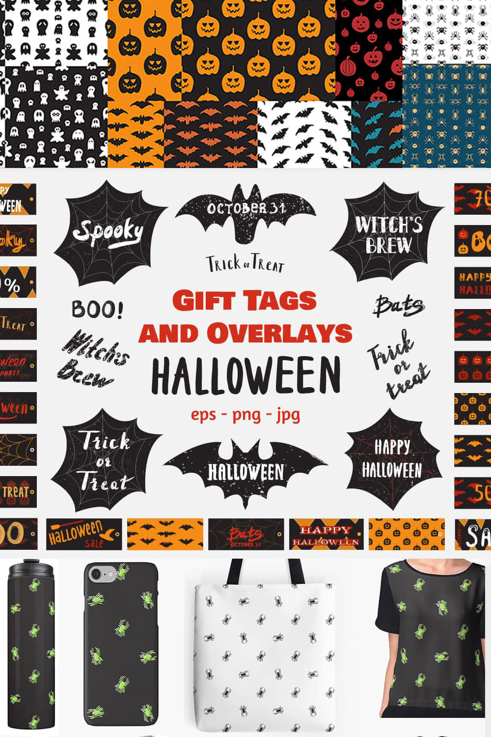 Halloween Vintage Collection Clipart Pattern Cards cover image.